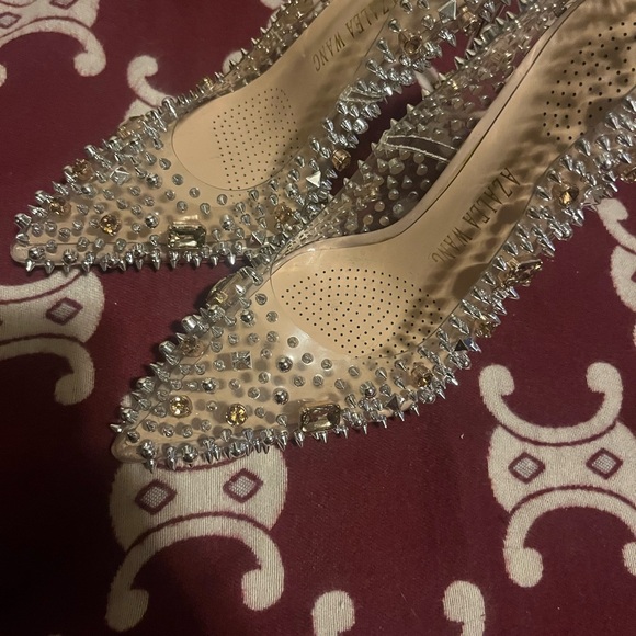 Azalea Wang Clear Heels with Silver and Gold Studs - Picture 6 of 8